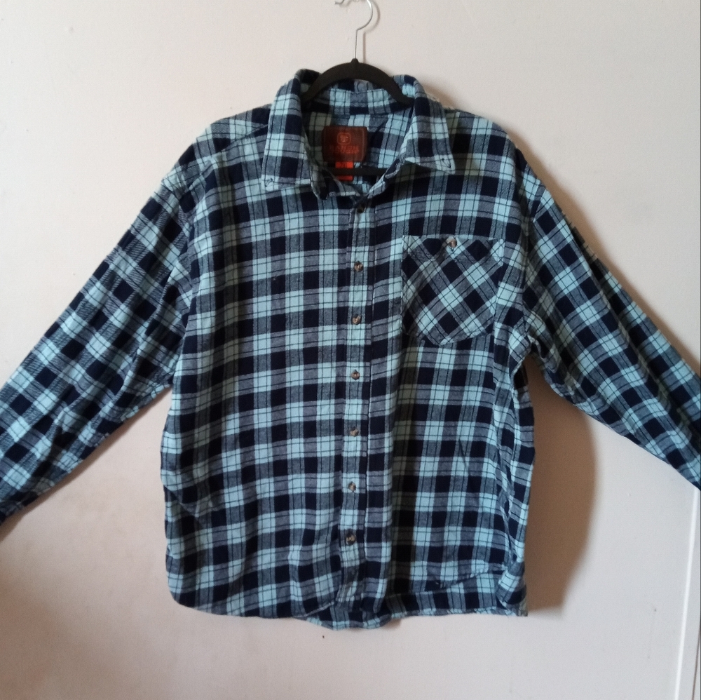 Ranch Tough Blue and Black Plaid Button-Up Shirt Men's Size 2XL Outdoor